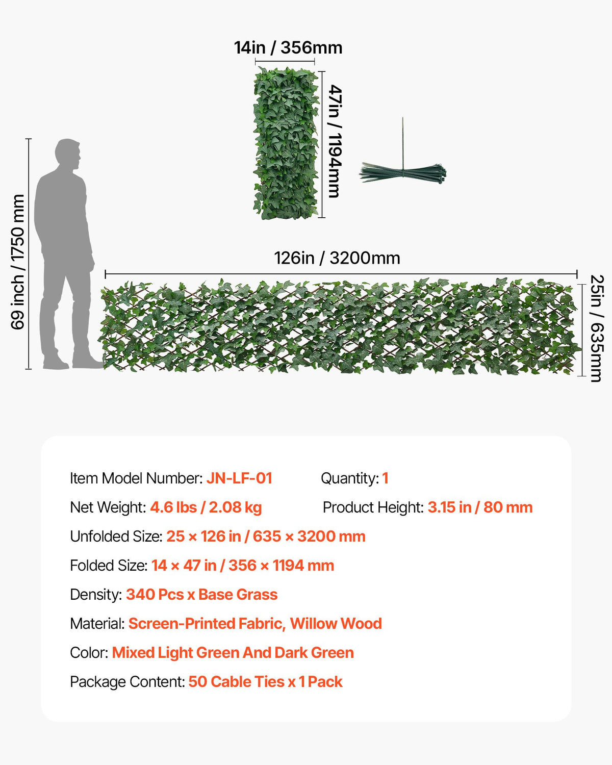 Expandable Artificial Ivy Privacy Fence