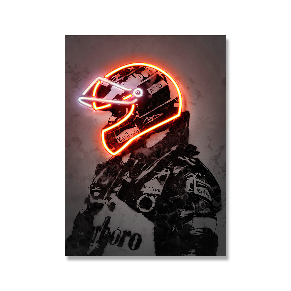 Neon Helmet Canvas Wall Poster