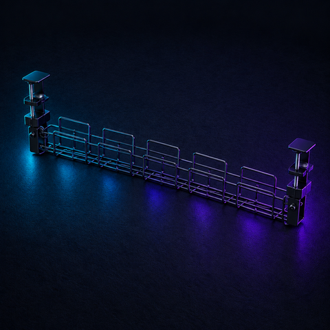 [Scale AI] catalog_packshot, Under-Desk Metal Cable Management Tray (No-Drill, Power Strip Holder)