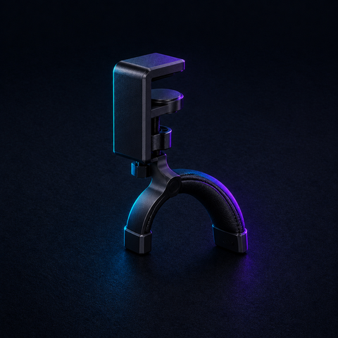 [Scale AI] catalog_packshot, Under-Desk Clamp-On Rotating Headphone Hook