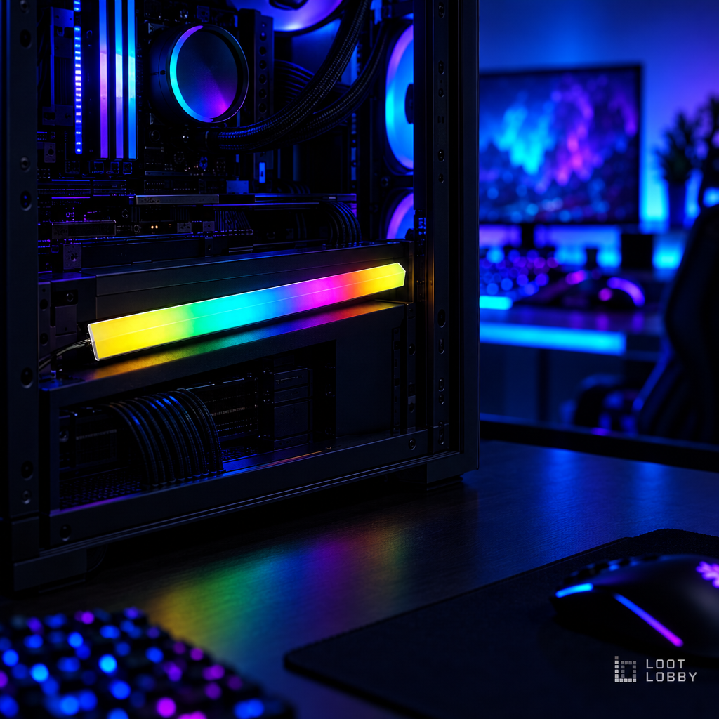 Loot Lobby – ARGB magnetic PC case LED strip, wide view