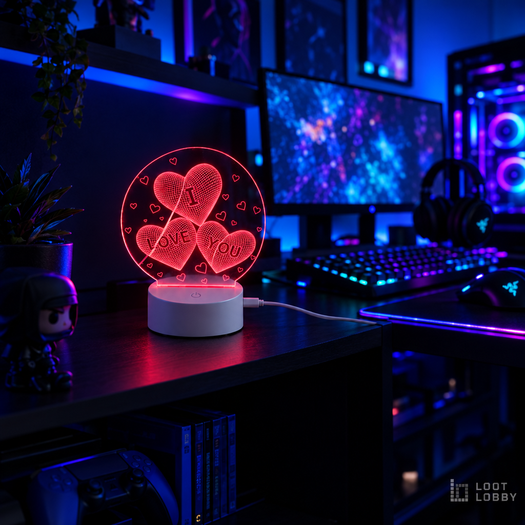 Loot Lobby – 3D acrylic USB LED lamp, wide view