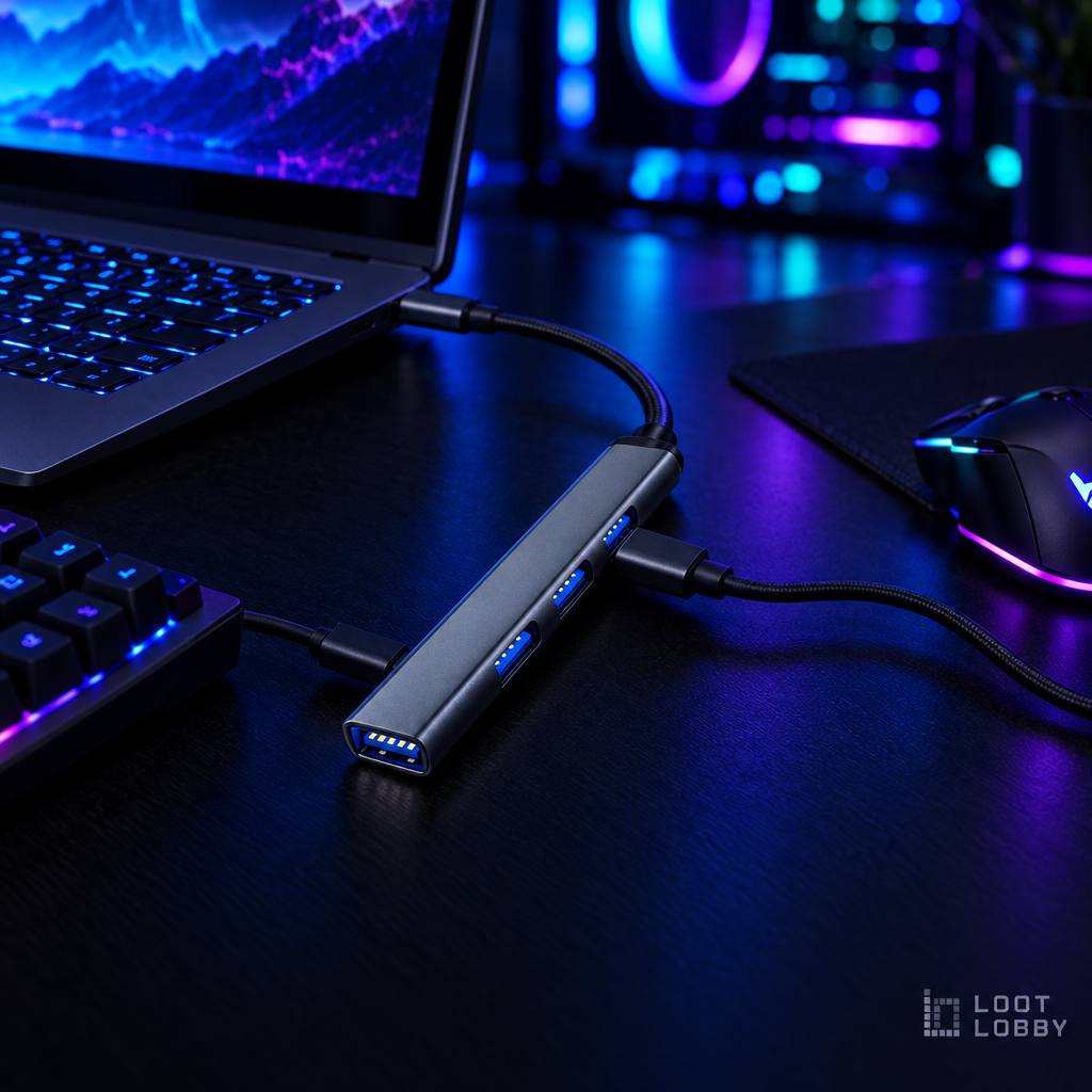 Loot Lobby – 4-port USB-C hub, wide view