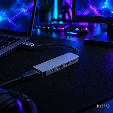 Loot Lobby – 5-in-1 USB-C hub with HDMI, wide view