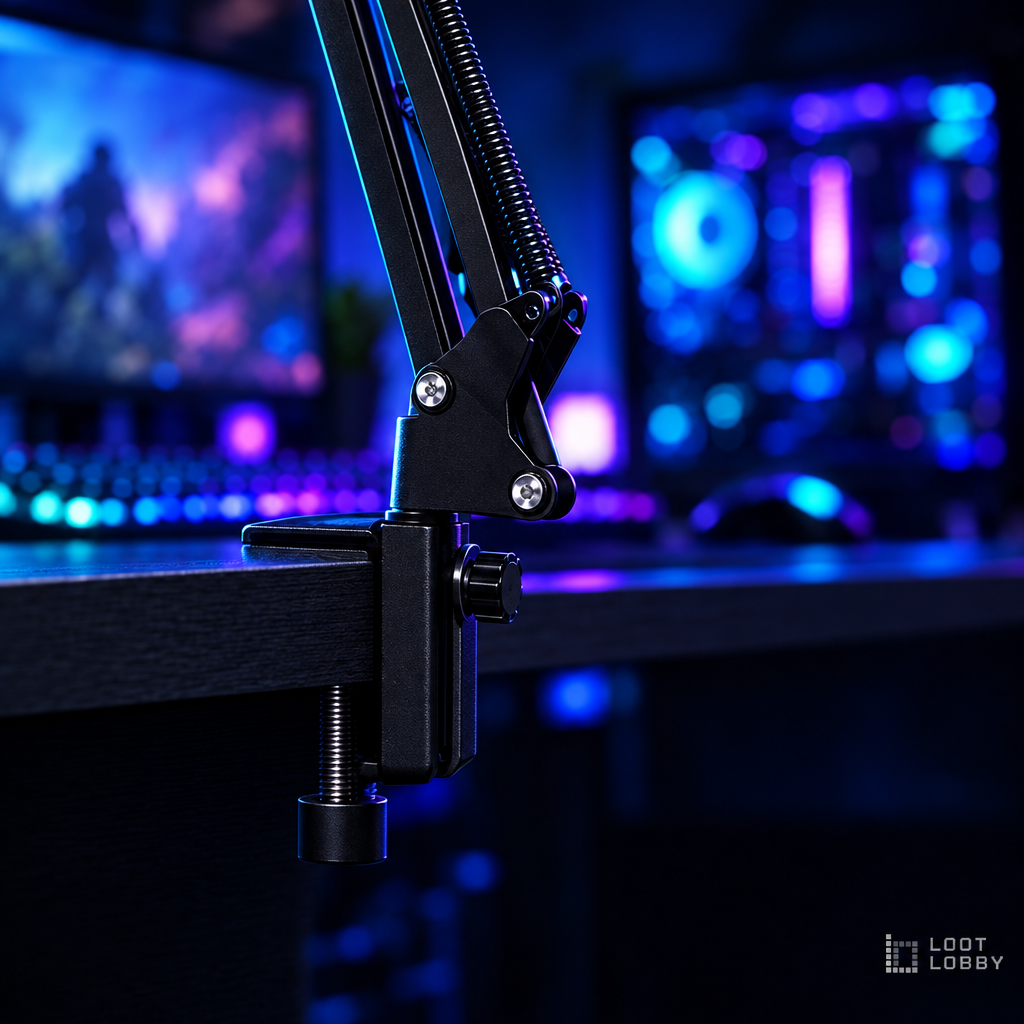 Loot Lobby – scissor mic boom arm, detail