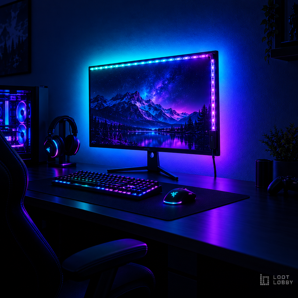 Loot Lobby – RGBIC monitor backlight strip, wide view