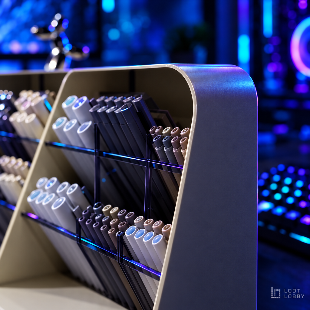 Loot Lobby – multi-layer slanted desk organizer, detail
