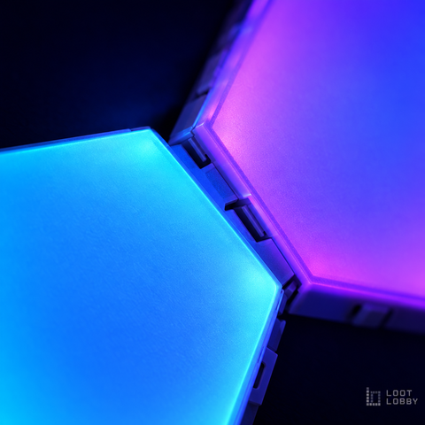 Loot Lobby – RGB hexagon LED light panels, detail