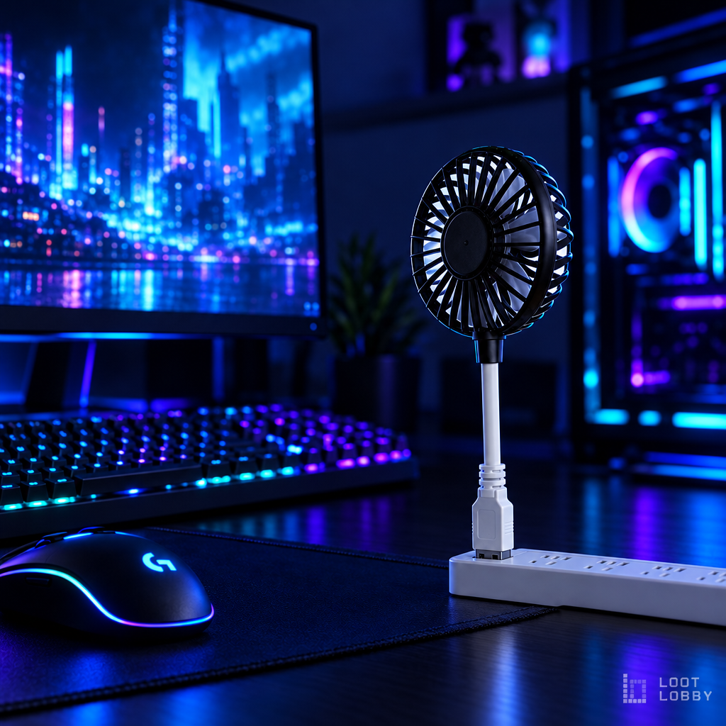 Loot Lobby – USB rechargeable desk fan, wide view