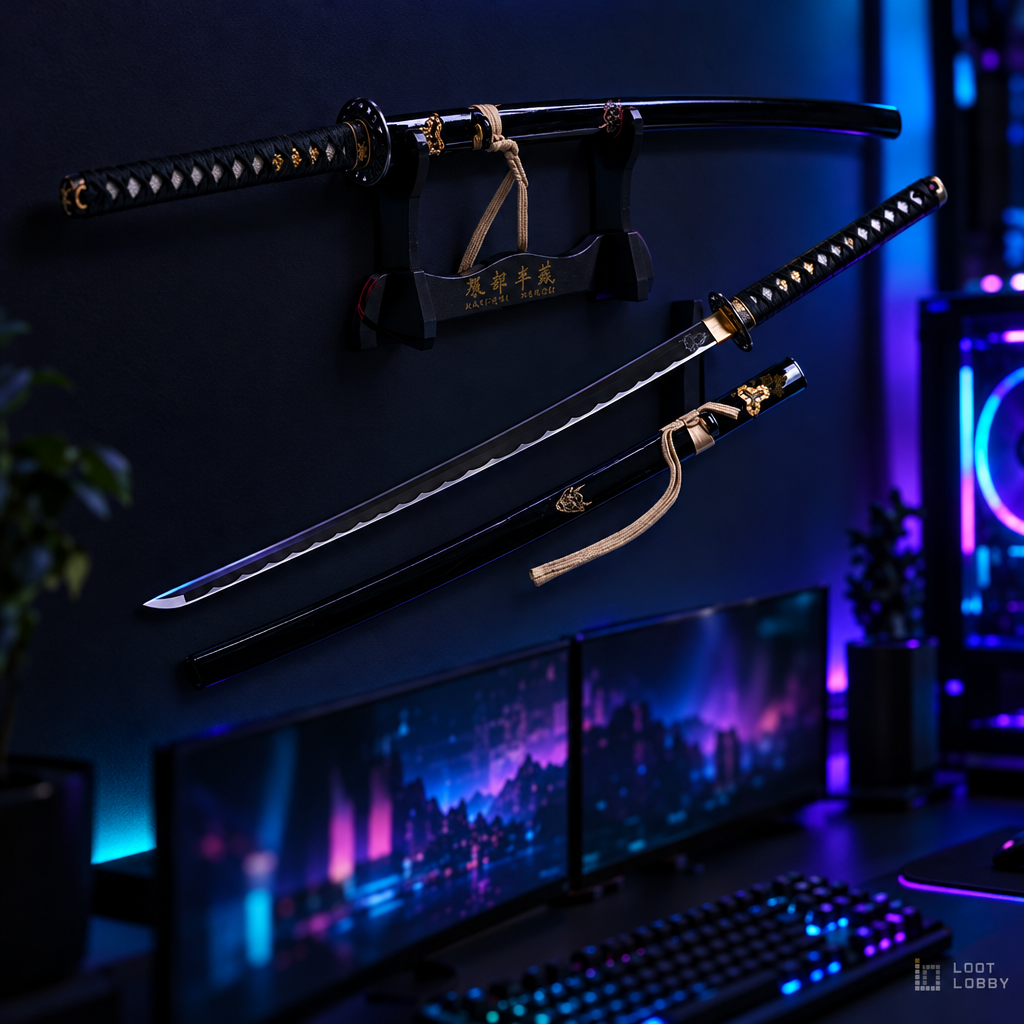 Oni Mask Katana – Hand-Forged, Very Sharp, Real Hamon | Loot Lobby