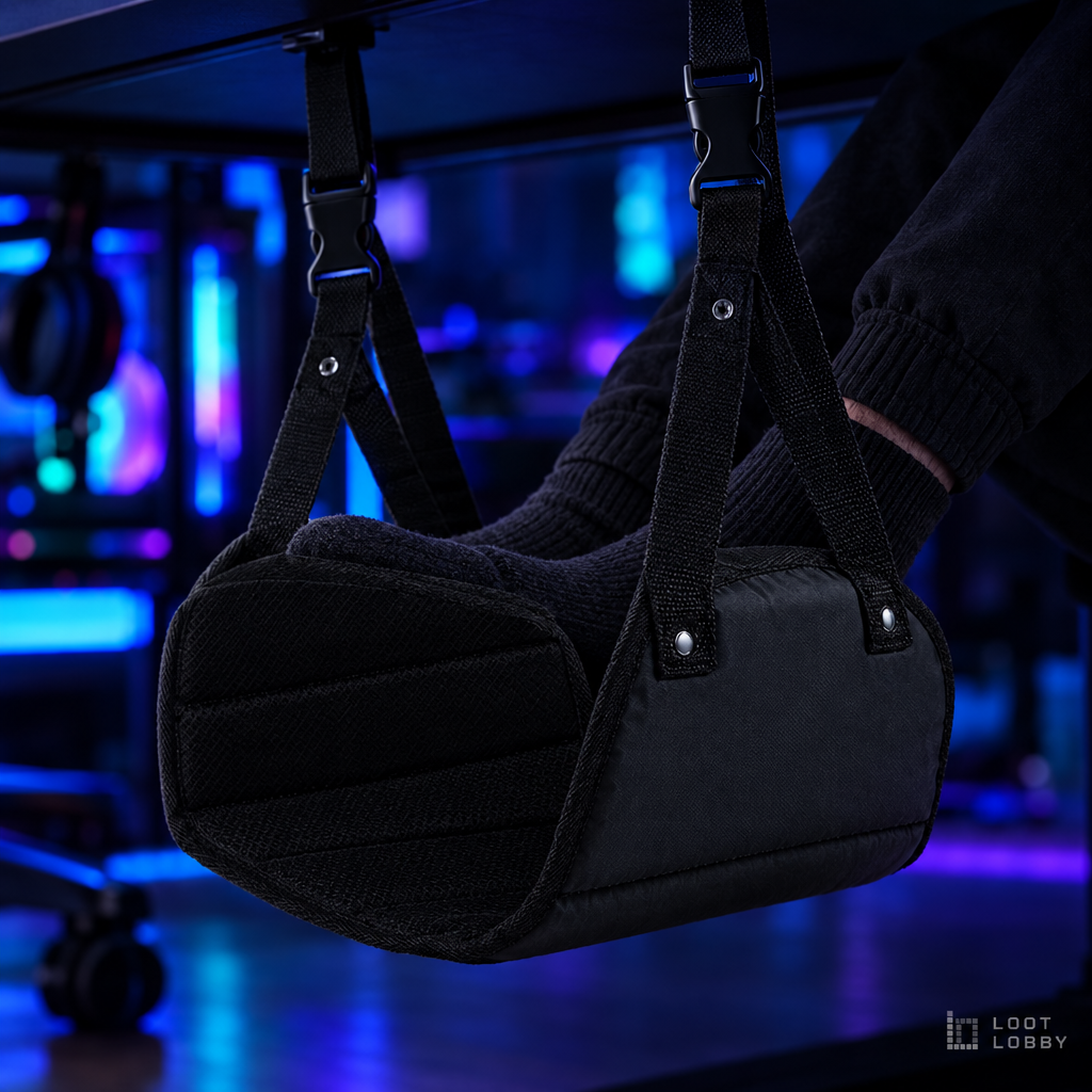 Portable Under-Desk Footrest Hammock | Loot Lobby