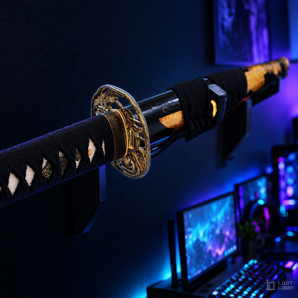 Hand-Made 1060 Carbon Steel Katana – Golden Maple Leaf Saya | Loot Lobby