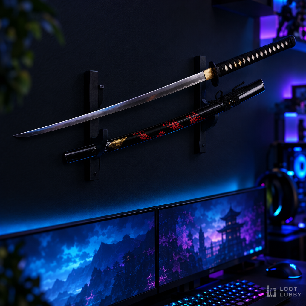 Hand-Made 1045 Carbon Steel Training Katana – Empire Wheel Tsuba | Loot Lobby