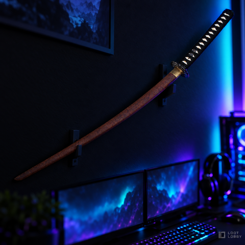 Damascus Pattern Carbon Steel Katana – Premium Crane Tsuba, Sharp | Loot Lobby
