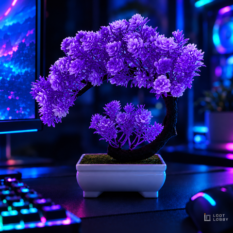 Moon Camellia Artificial Bonsai - Purple