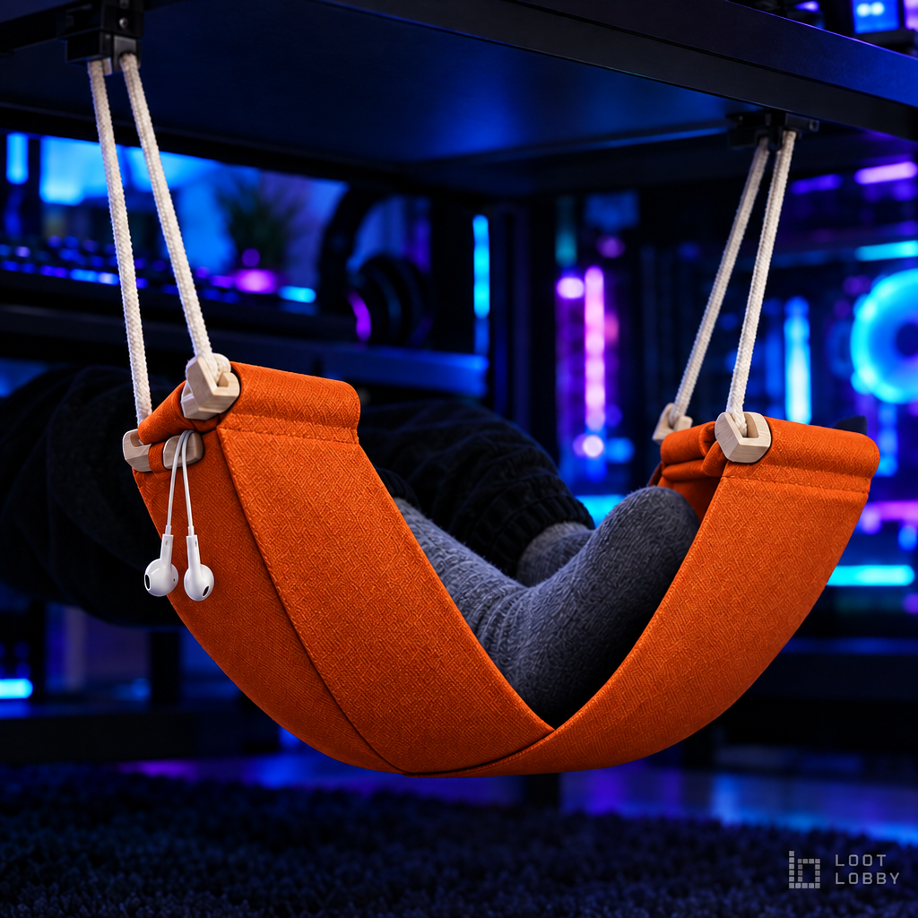 Foot Hammock with Earphone Holder - Orange